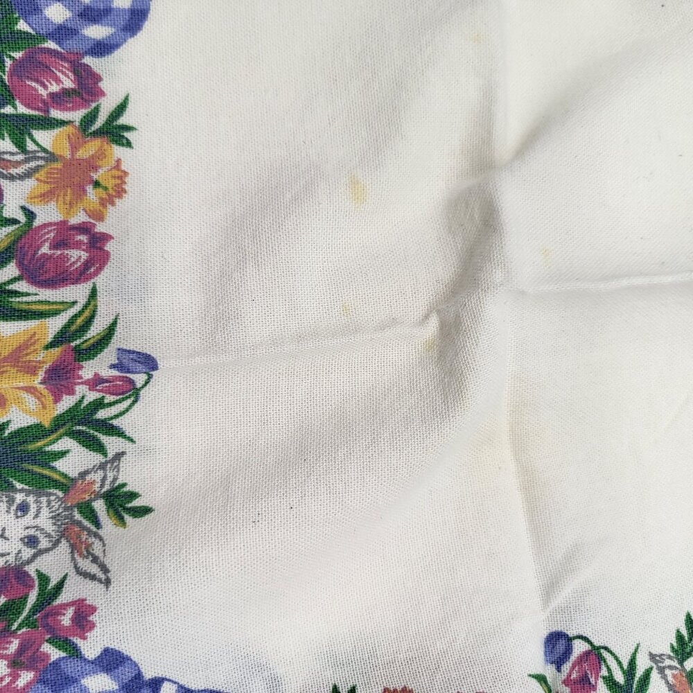 VTG 90s Easter Linens Napkins Set of 8 Picnic Country Spring Bunny Eggs Floral - Picture 3 of 8